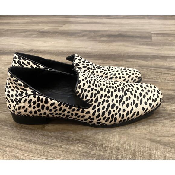 Clarks Pure Viola Black White Animal Fur Leather Loafers Size 8.5 - Picture 6 of 6